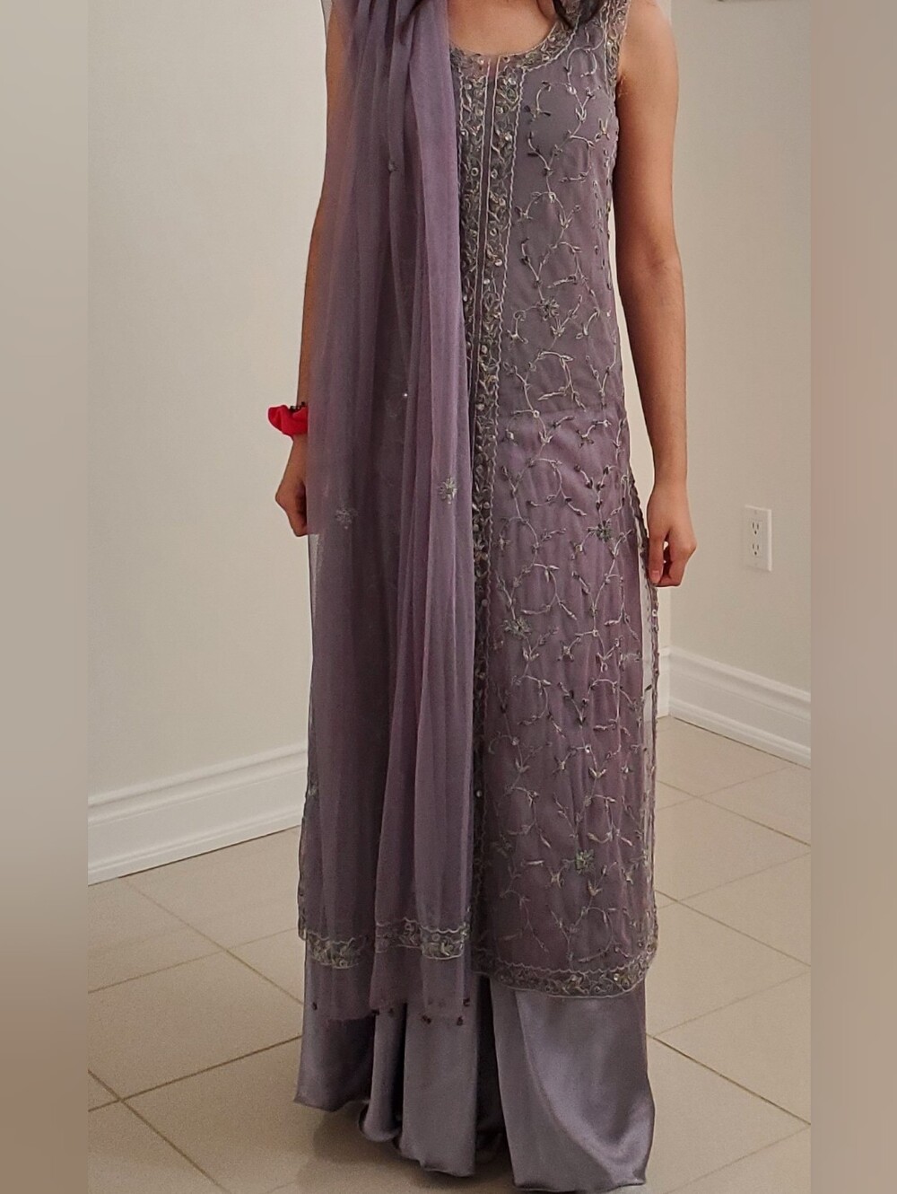 Embroidered Lavender Sharara Suit with Dupatta